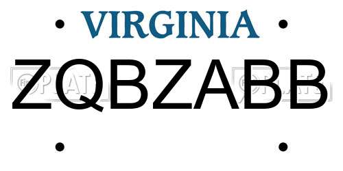 ZQBZABB Virginia License Plate