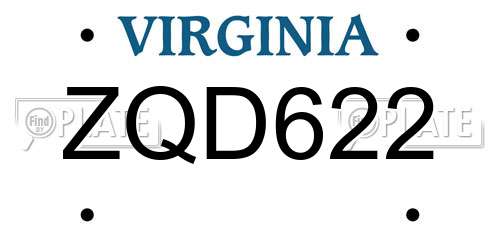 ZQD622 Virginia License Plate