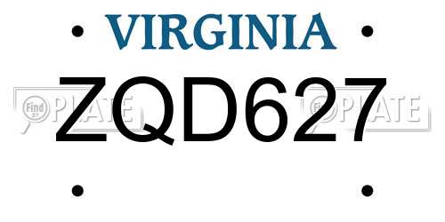 ZQD627 Virginia License Plate