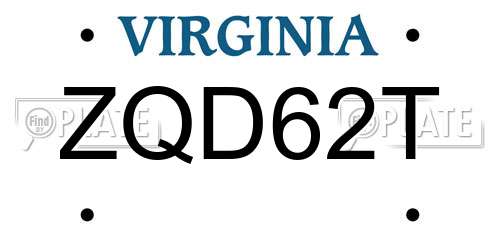 ZQD62T Virginia License Plate
