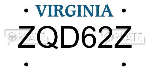 ZQD62Z Virginia License Plate