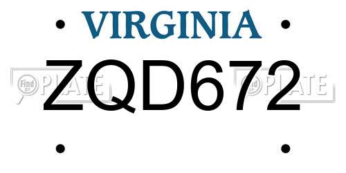 ZQD672 Virginia License Plate