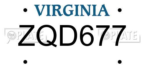 ZQD677 Virginia License Plate