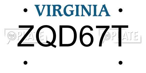 ZQD67T Virginia License Plate