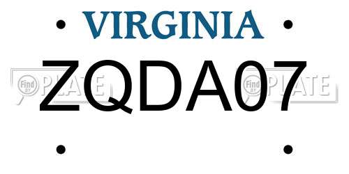 ZQDA07 Virginia License Plate
