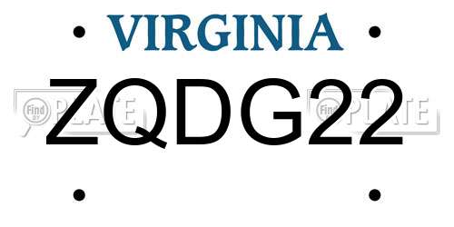 ZQDG22 Virginia License Plate