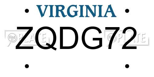ZQDG72 Virginia License Plate