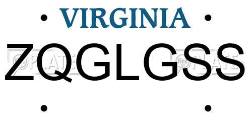 ZQGLGSS Virginia License Plate