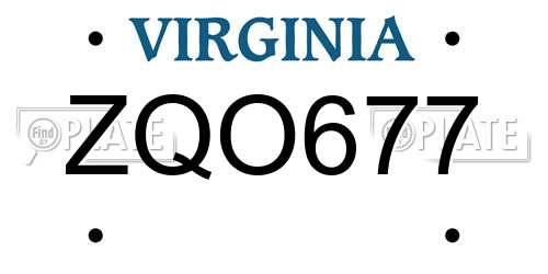 ZQO677 Virginia License Plate