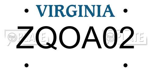 ZQOA02 Virginia License Plate