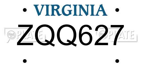 ZQQ627 Virginia License Plate