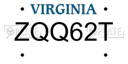 ZQQ62T Virginia License Plate