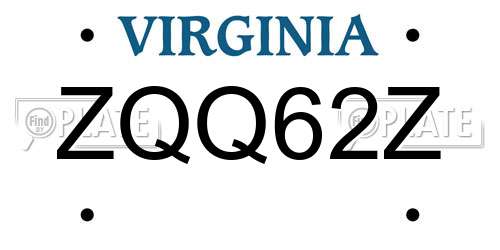 ZQQ62Z Virginia License Plate
