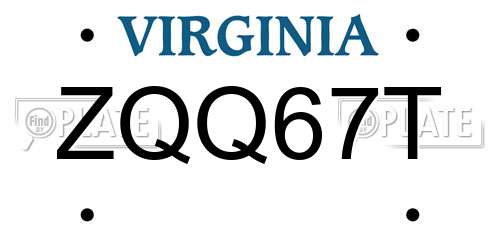 ZQQ67T Virginia License Plate