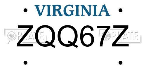 ZQQ67Z Virginia License Plate