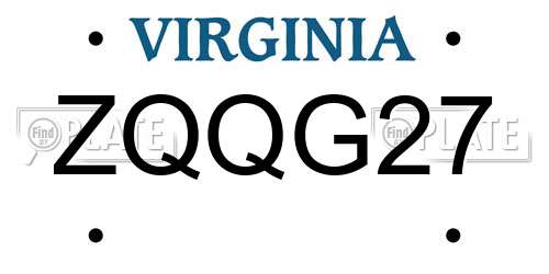 ZQQG27 Virginia License Plate