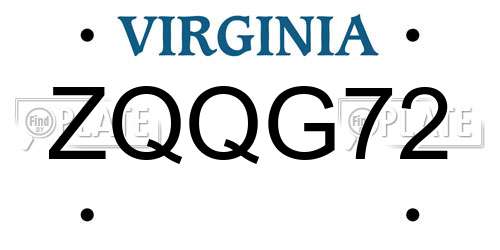 ZQQG72 Virginia License Plate