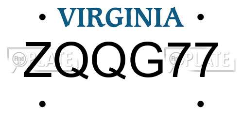 ZQQG77 Virginia License Plate