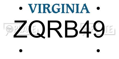 ZQRB49 Virginia License Plate