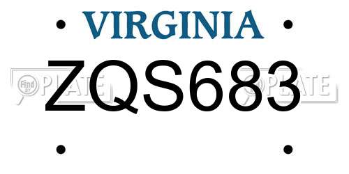 ZQS683 Virginia License Plate