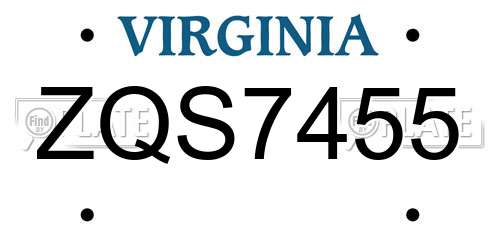 ZQS7455 Virginia License Plate
