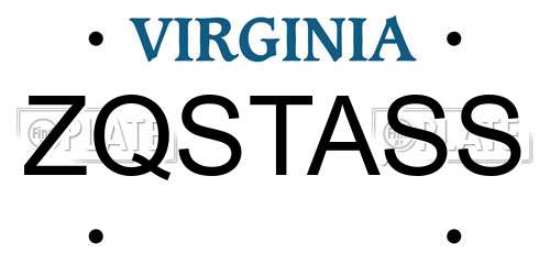 ZQSTASS Virginia License Plate