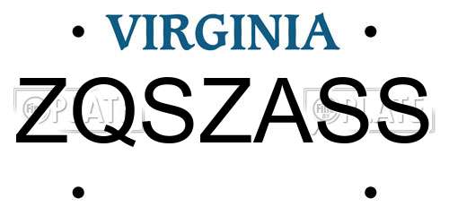 ZQSZASS Virginia License Plate