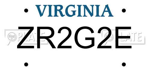 ZR2G2E Virginia License Plate