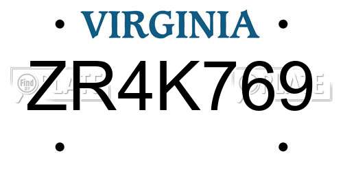 ZR4K769 Virginia License Plate
