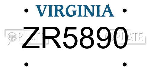 ZR5890 Virginia License Plate