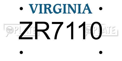 ZR7110 Virginia License Plate