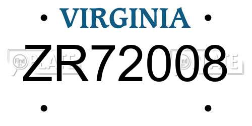 ZR72008 Virginia License Plate