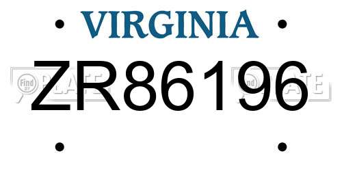 ZR86196 Virginia License Plate