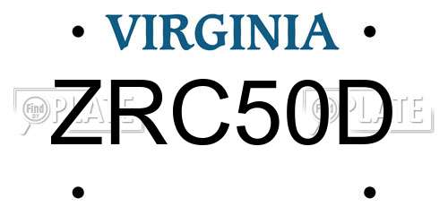 ZRC50D Virginia License Plate