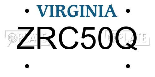 ZRC50Q Virginia License Plate