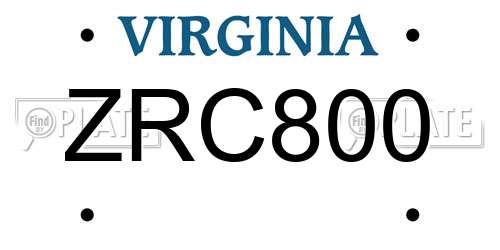 ZRC800 Virginia License Plate