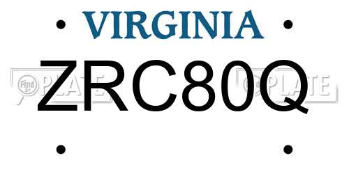 ZRC80Q Virginia License Plate