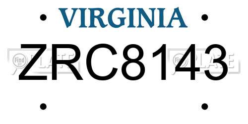 ZRC8143 Virginia License Plate
