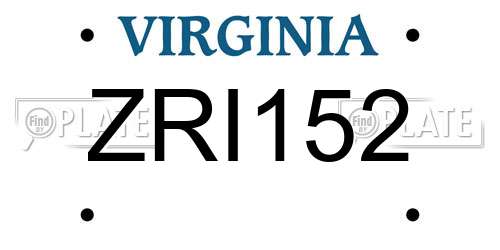 ZRI152 Virginia License Plate