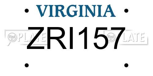 ZRI157 Virginia License Plate