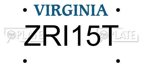 ZRI15T Virginia License Plate