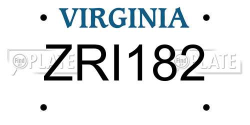 ZRI182 Virginia License Plate