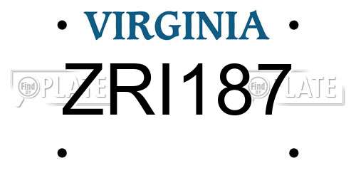 ZRI187 Virginia License Plate