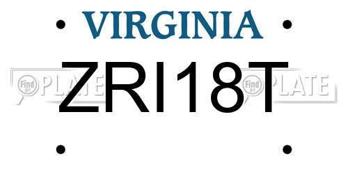ZRI18T Virginia License Plate