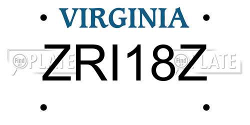 ZRI18Z Virginia License Plate