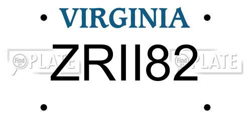 ZRII82 Virginia License Plate
