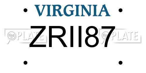 ZRII87 Virginia License Plate
