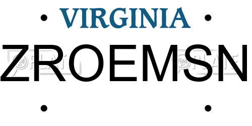 ZROEMSN Virginia License Plate