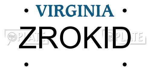 ZROKID Virginia License Plate
