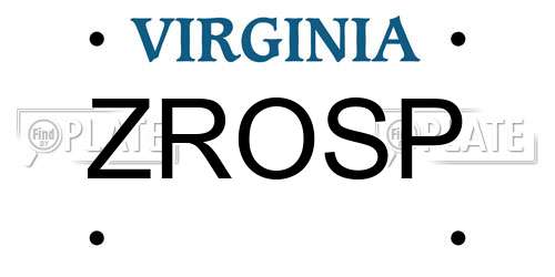 ZROSP Virginia License Plate
